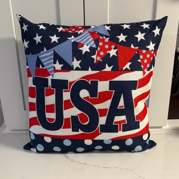 Patriotic USA Throw Pillow 18x18 - Picture 2 of 3